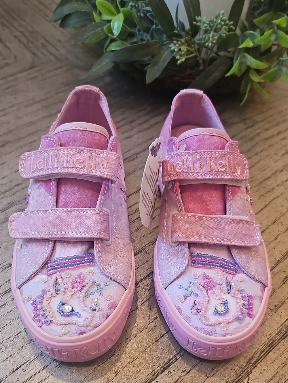 Lelli Kelly Unicorn Beaded Sneakers Size 2 NWT